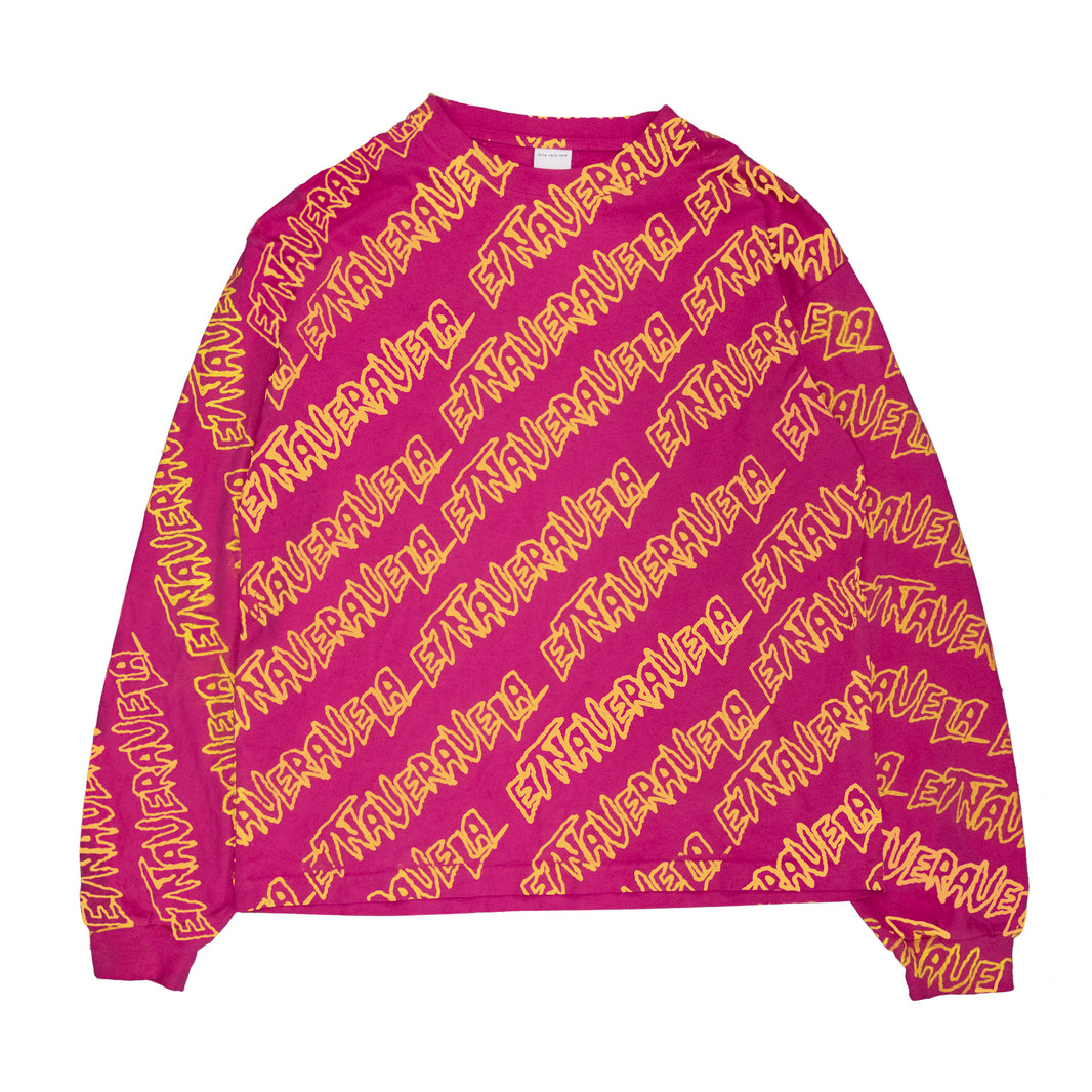 all over print long sleeve yellow over pink