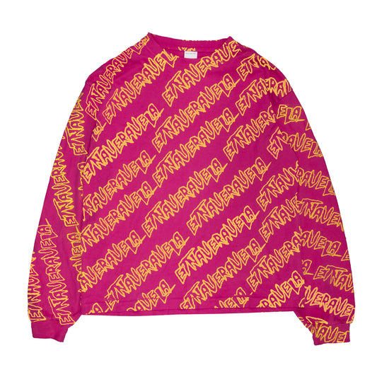 all over print long sleeve yellow over pink